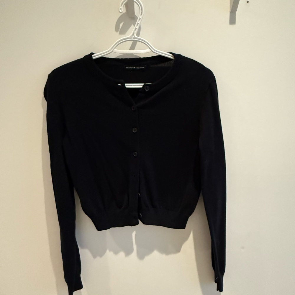 Brandy Melville Black Button-Up Cropped Cardigan